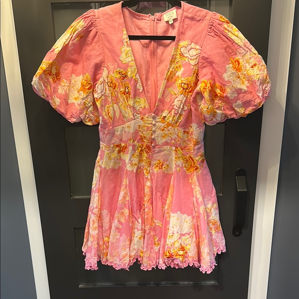 HEMANT & NANDITA Vibrant Pink and Orange Mini Dress